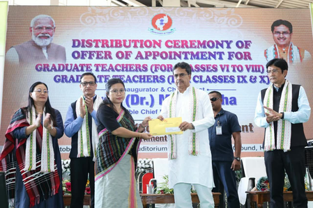 Tripura CM says 23,986 people employed in govt services since 2018, hands over job letters to 1,452 teachers Tripura CM says 23,986 people employed in govt services since 2018, hands over job letters to 1,452 teachers