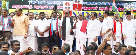 TVK joins Chennai protest seeking CEC’s removal amid Congress-DMK rift TVK joins Chennai protest seeking CEC’s removal amid Congress-DMK rift