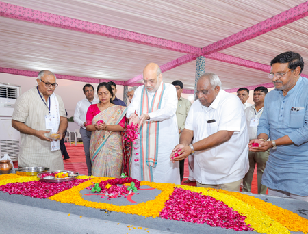 Gujarat: HM Amit Shah lays foundation for 81-foot Shiva statue at temple during Navratri Gujarat: HM Amit Shah lays foundation for 81-foot Shiva statue at temple during Navratri
