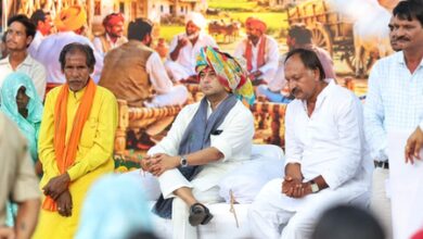 MP: Scindia rides bullock cart, interacts with villagers at Gram Chaupal