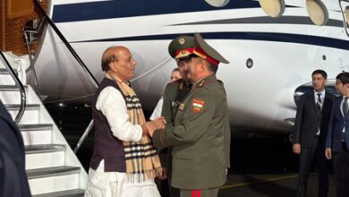 Defence Minister Rajnath Singh arrives in Tajikistan for SCO meeting Defence Minister Rajnath Singh arrives in Tajikistan for SCO meeting