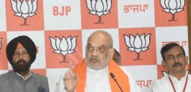Home Minister Amit Shah burns ‘Chitta’ effigy on Vijayadashmi in Ludhiana