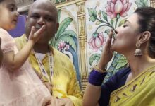Kajol mingles with little girl, serves bhog to devotees at Durga Puja pandal, calls it ‘Family, Bhakti and Bhog’
