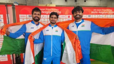 India sweep in men’s high jump T63 podium as Shailesh Kumar wins gold India sweep in men’s high jump T63 podium as Shailesh Kumar wins gold