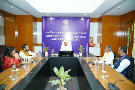 Union Minister Virendra Kumar reviews safety, rehabilitation of sanitation workers Union Minister Virendra Kumar reviews safety, rehabilitation of sanitation workers