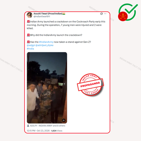 Indian Army debunks claims on Pakistan-linked account about ‘crackdown’ on CJP Indian Army debunks claims on Pakistan-linked account about ‘crackdown’ on CJP