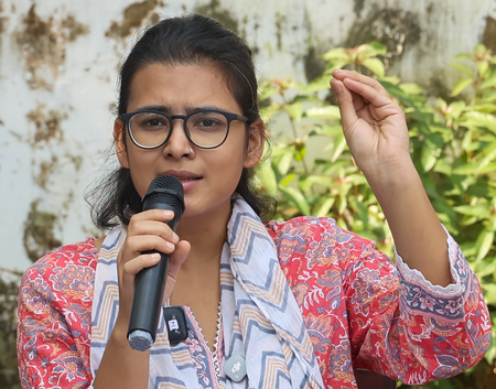 AISA chief Neha Bora appears before SEM Court in Delhi