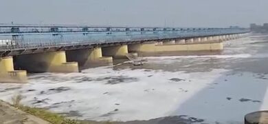 Toxic foam spotted on Yamuna near Kalindi Kunj