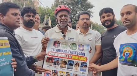 BJP MP launches cycling campaign in Hyderabad to raise awareness about drug abuse BJP MP launches cycling campaign in Hyderabad to raise awareness about drug abuse