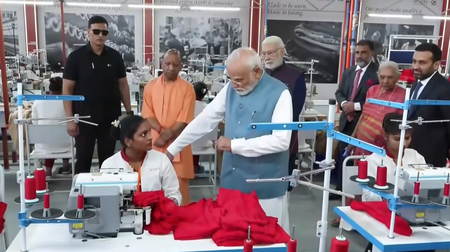 PM Modi inaugurates new garment manufacturing facility in Varanasi, interacts with workers PM Modi inaugurates new garment manufacturing facility in Varanasi, interacts with workers