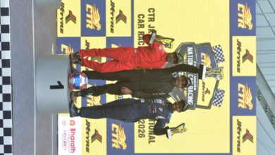 Final corner collision and 0.004s photo-finish headline as Indian National Car Racing Championship 2026 round 1 ends