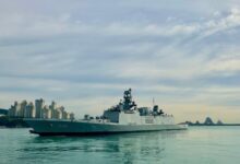 INS Sahyadri sails out for sea phase of India-South Korea naval exercise in Busan