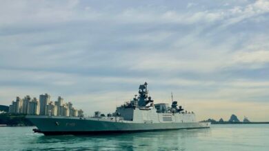 INS Sahyadri sails out for sea phase of India-South Korea naval exercise in Busan