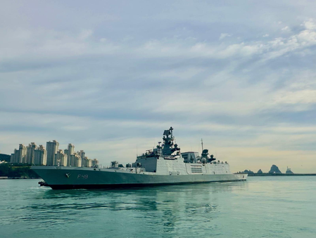 INS Sahyadri sails out for sea phase of India-South Korea naval exercise in Busan INS Sahyadri sails out for sea phase of India-South Korea naval exercise in Busan