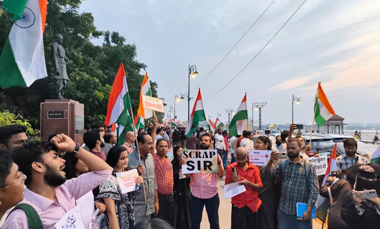 Protest Against SIR Held at Tank Bund in Hyderabad Protest Against SIR Held at Tank Bund in Hyderabad