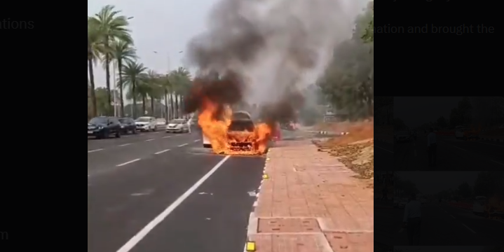 Car Gutted in Fire on Shamshabad Airport Road, Major Tragedy Averted Car Gutted in Fire on Shamshabad Airport Road, Major Tragedy Averted